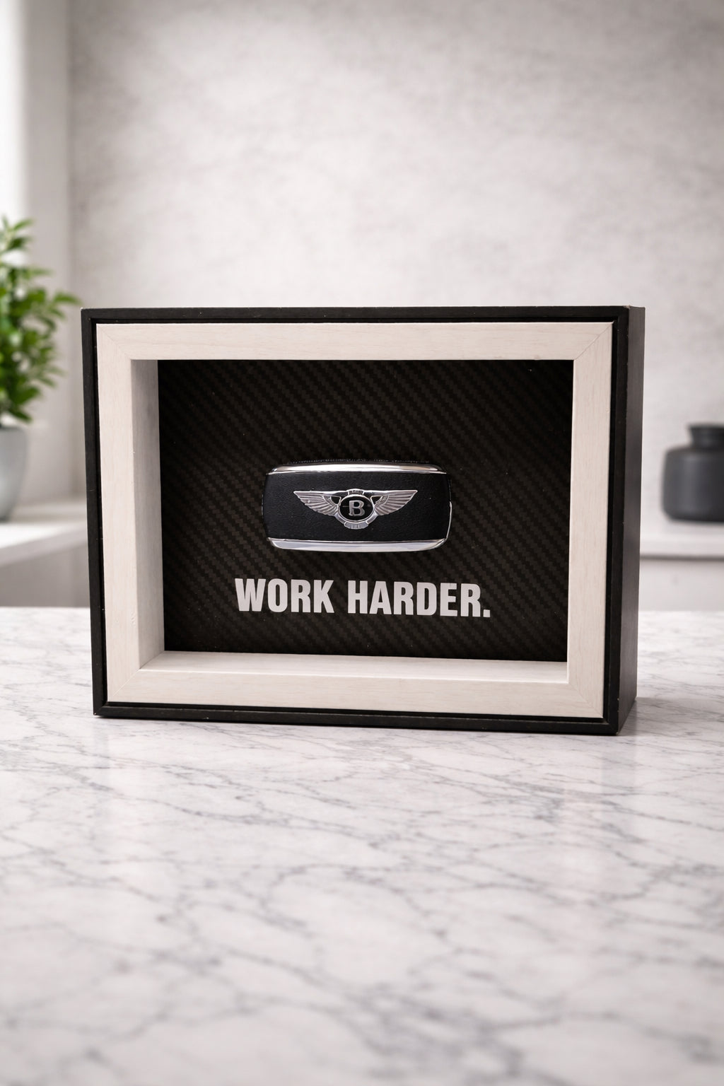 Work Harder. Framed Bentley Key Display