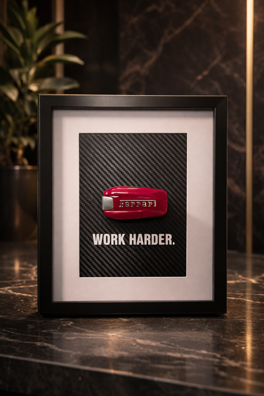 Work Harder. Framed Ferrari Key Display